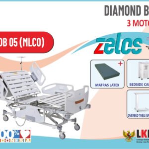 ZELOS DIAMOND BED 3 MOTOR +MATRAS LATEX+BEDSIDE CABINET+OVERBED TABLE