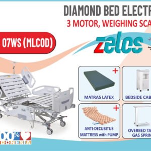 DIAMOND BED ELECTRIC 3 MOTOR WEIGHING SCALE + MATRAS LATEX +BEDSIDE CABINET+OVERBED TABLE GAS SPRING+MATRAS ANTUDECUBITUS