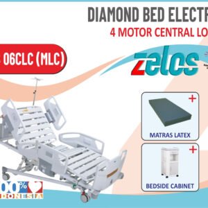 ZELOS DIAMOND BED 4 MOTOR CENTRAL LOCK+MATRAS LATEX+BEDSIDE CABINET