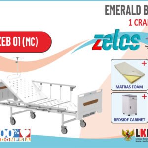 ZELOS EMERALD BED 1 CRANK  +MATRAS FOAM  + BEDSIDE CABINET