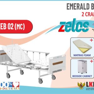 ZELOS EMERALD BED 2 CRANK  + MATRAS FOAM  + BEDSIDE CABINET