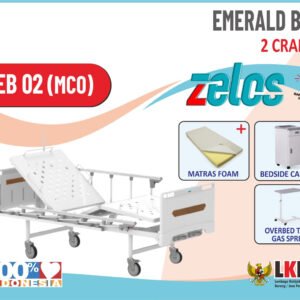 ZELOS EMERALD BED 2 CRANK  + MATRAS FOAM + BEDSIDE CABINET  + OVERBED TABLE