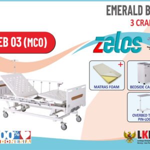 ZELOS EMERALD BED 3 CRANK  + MATRAS FOAM  +BEDSIDE CABINET  + OVERBED TABLE