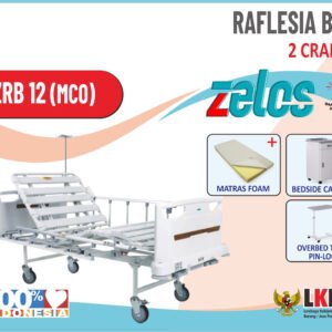 ZELOS RAFLESIA BED 2 CRANK + MATRAS FOAM + BEDSIDE CABINET + OVERBED TABLE