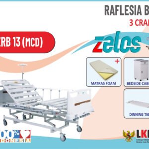 ZELOS RAFLESIA BED 3 CRANK + MATRAS FOAM + BEDSIDE CABINET + DINNING TABLE