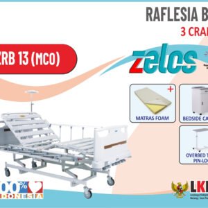 ZELOS RAFLESIA BED 3 CRANK + MATRAS FOAM + BEDSIDE CABINET + OVERBED TABLE