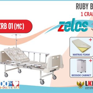 ZELOS RUBY BED 1 CRANK+MATRAS FOAM+BEDSIDE CABINET