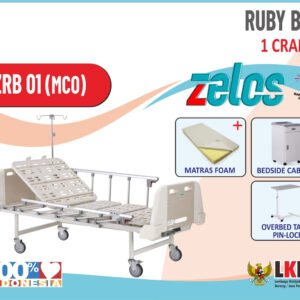 ZELOS RUBY BED 1 CRANK+MATRAS FOAM+BEDSIDE CABINET+OVERBED TABLE