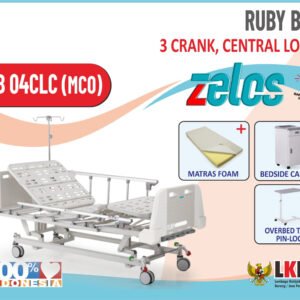 ZELOS RUBY BED 3 CRANK CLC +MATRAS FOAM +BEDSIDE CABINET + OVERBED TABLE