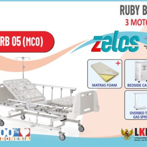 ZELOS RUBY BED 3 MOTOR + MATRAS FOAM + BEDSIDE CABINET + OVERBED TABLE