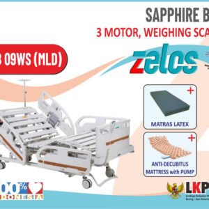 ZELOS SAPPHIRE BED 3 MOTOR WEIGHING SCALE  +MATRAS LATEX +MATRAS ANTIDECUBITUS