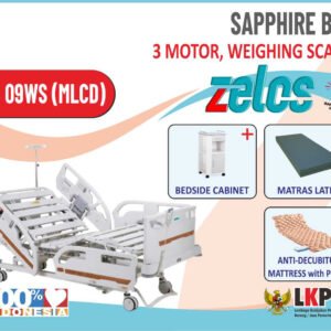 ZELOS SAPPHIRE BED 3 MOTOR WEIGHING SCALE  + MATRAS LATEX + BEDSIDE CABINET+MATRAS ANTIDECUBITUS