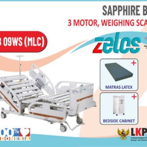 ZELOS SAPPHIRE BED 3 MOTOR WEIGHING SCALE + MATRAS LATEX + BEDSIDE CABINET