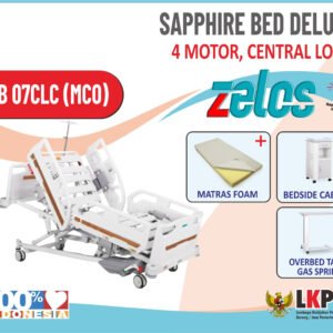 ZELOS SAPPHIRE BED DELUXE 4 MOTOR CENTRAL LOCK + MATRAS FOAM + BEDSIDE CABINET + OVERBED TABLE