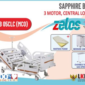 ZELOS SAPPHRE BED 3 MOTOR CENTRAL LOCK+MATRAS FOAM+BEDSIDE CABINET+OVERBED TABLE GAS SPRING
