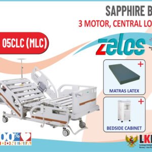 ZELOS SAPPHRE BED 3 MOTOR CENTRAL LOCK+MATRAS LATEX+BEDSIDE CABINET