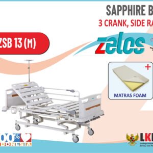 ZELOS SAPPHIRE BED 3 CRANK SIDE RAIL  + MATRAS FOAM