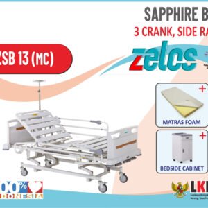 ZELOS SAPPHIRE BED 3 CRANK SIDE RAIL  + MATRAS FOAM  +BEDSIDE CABINET