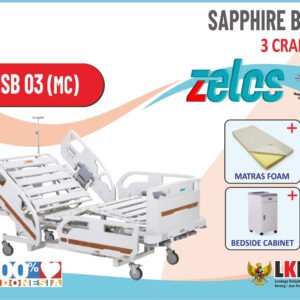 ZELOS SAPPHIRE BED 3 CRANK +MATRAS FOAM  + BEDSIDE CABINET