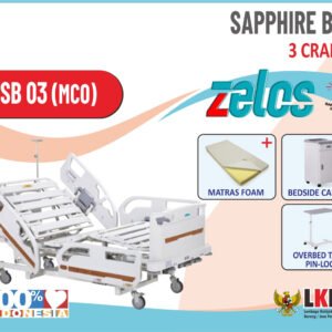 ZELOS SAPPHIRE BED 3 CRANK +MATRAS FOAM  + BEDSIDE CABINET +OVERBED TABLE