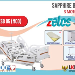 ZELOS SAPPHRE BED 3 MOTOR +MATRAS FOAM+BEDSIDE CABINET+OVERBED TABLE GAS SPRING