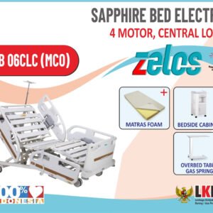ZELOS SAPPHIRE BED 4 MOTOR CENTRAL LOCK+MATRAS FOAM+BEDSIDE CABINET+OVERBED TABLE GAS SPRING