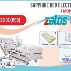 ZELOS SAPPHIRE BED ELECTRIC 4 MOTOR  + MATRAS FOAM + BEDSIDE CABINET+OVERBED TABLE GAS SPRING
