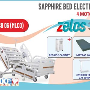ZELOS SAPPHIRE BED ELECTRIC 4 MOTOR  + MATRAS FOAM + BEDSIDE CABINET+OVERBED TABLE GAS SPRING